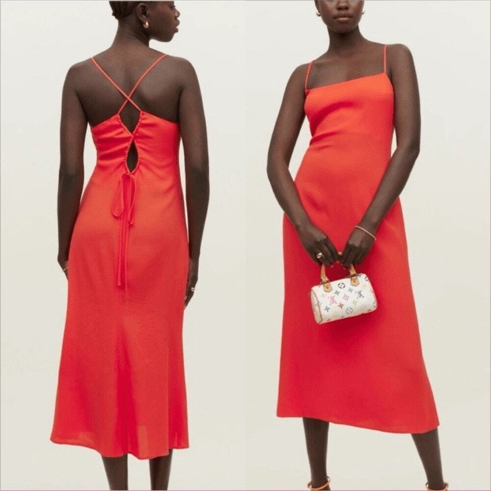 Reformation Dover Dress in Hot Day Red